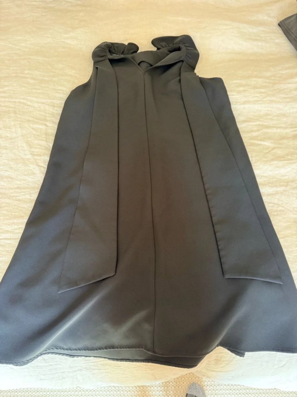 Tuckernuck Black Mini Dress with Ruffle Neck - Picture 2 of 3